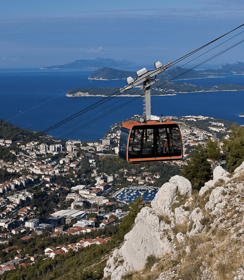 Cable car over the mountains in Dubrovnik
