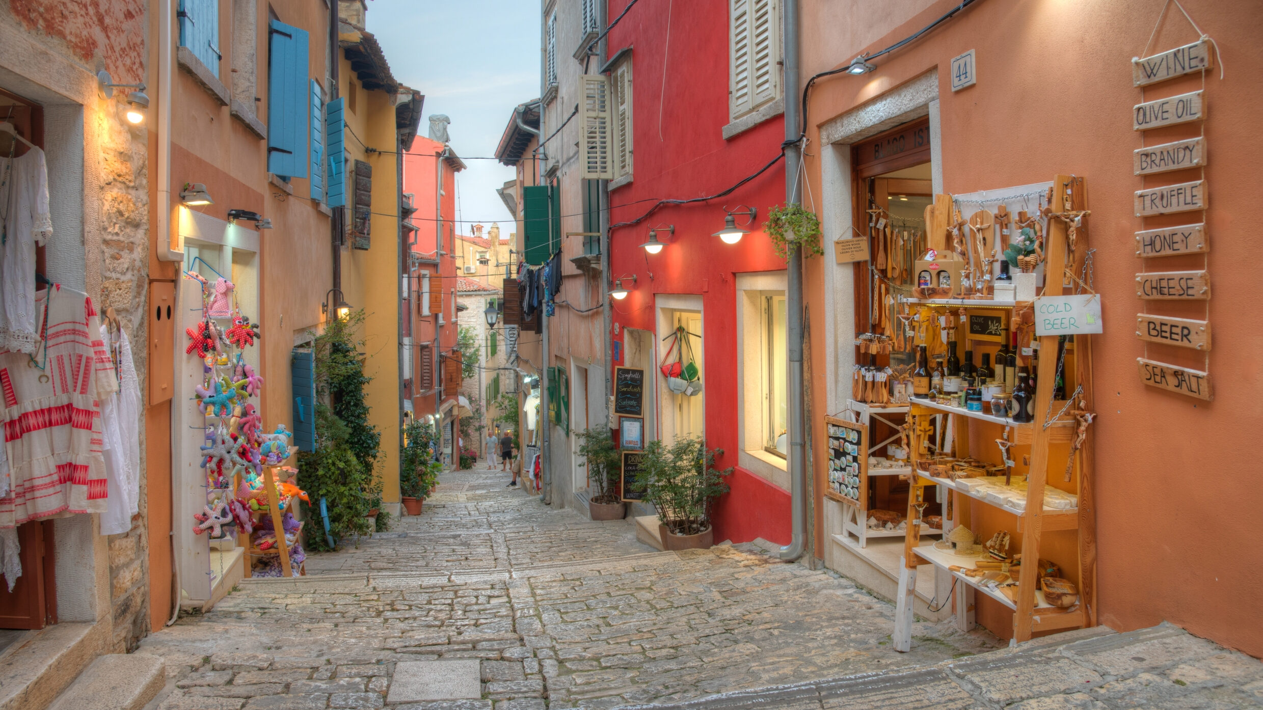 Quaint street in Croatia full of Croatia souvenirs