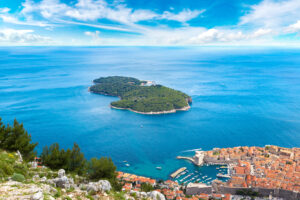 Lokrum Island in the distance away from the city of Dubrovnik