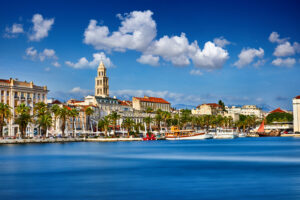 The coastal city of Split in Croatia from the seaside