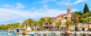 coastal view over the old town of Hvar