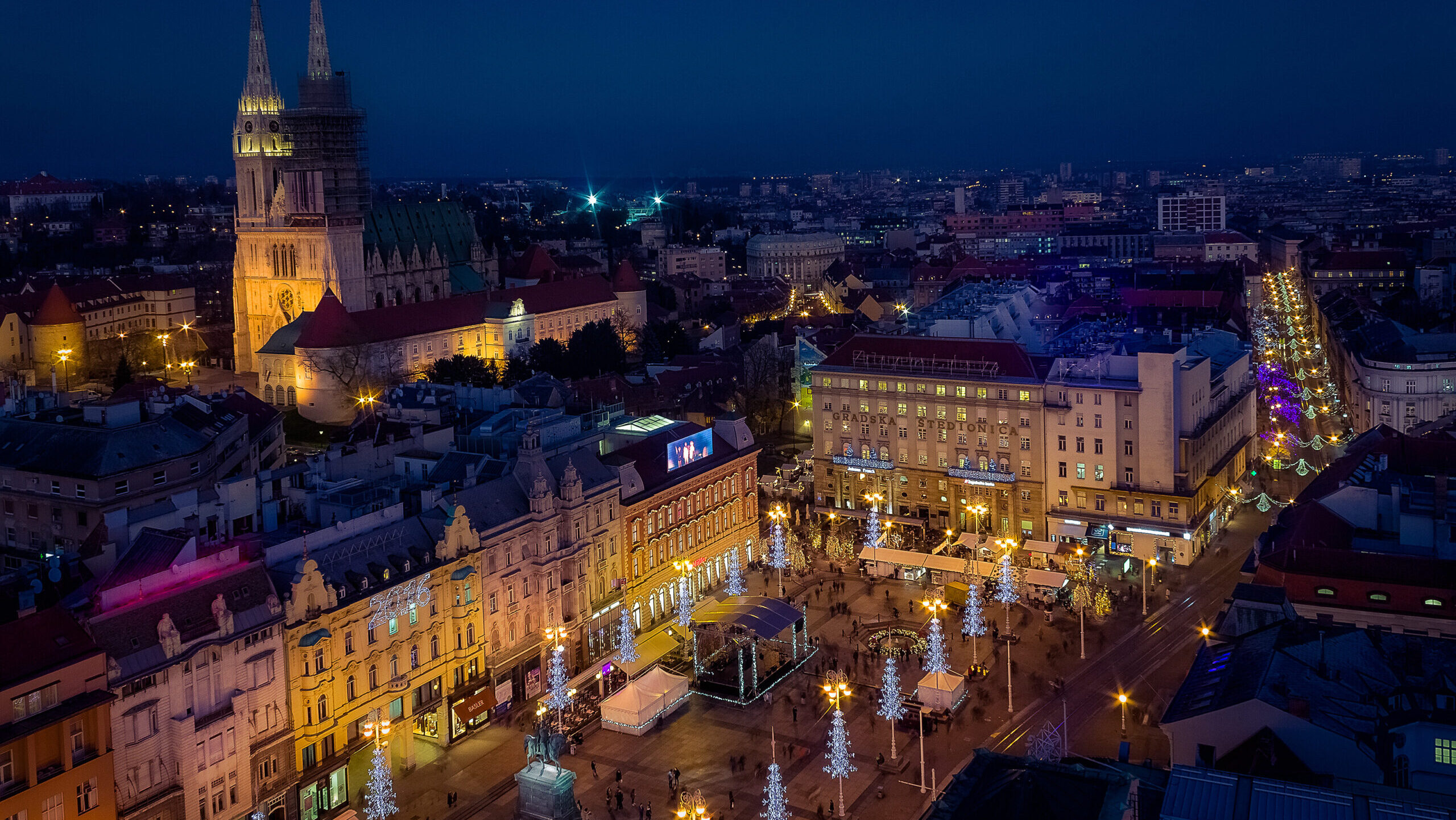 overlooking one of the many Croatian Christmas markets - Advent Zagreb located in the city's captial
