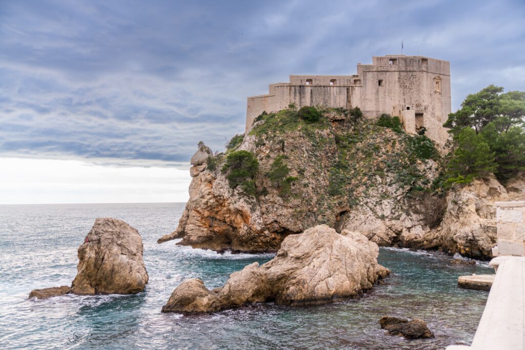 what is the best month to go to Croatia - January in Croatia clouds over a histroic fort on the coast of Croatia