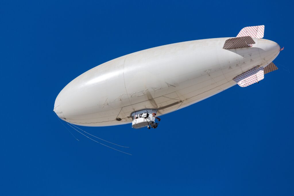 Zeppelin airship flying in the sky (a Croatian invention)