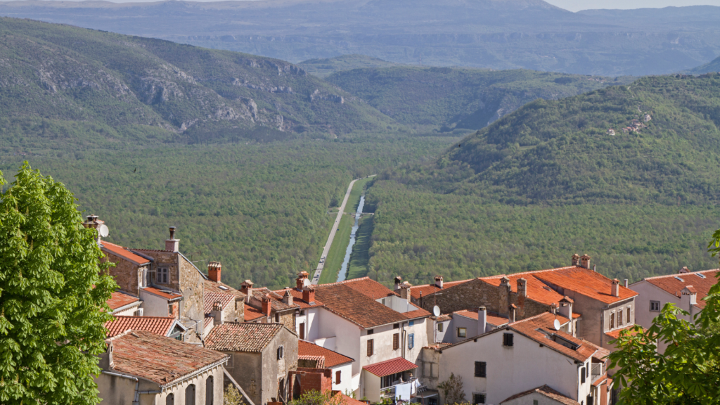 View of the verdant valley in Istria, where celebrities in Croatia visit frequently 