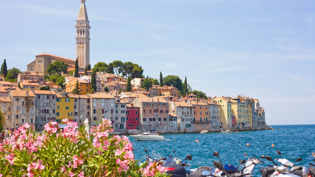 View of Rovinj, one of the best beach towns in Croatia, from the sea