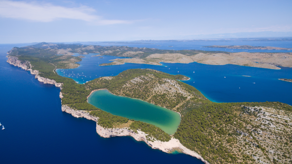 Telašćica Nature Park seen from above on Dugi Otok, a hidden gem in Croatia 