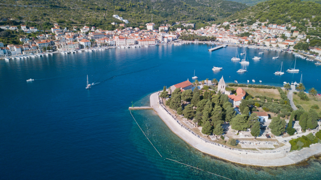 Vis island harbor, where celebrities in Croatia visit 