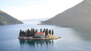 An islet in the Bay of Kotor, a must-visit destination on a holiday in Montenegro