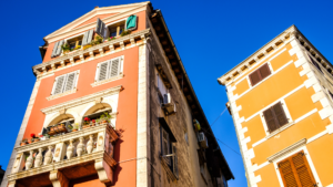 Colorful houses in Rovinj old town