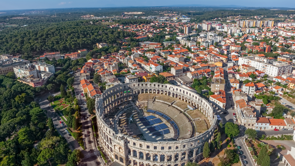 Pula, one of the best cities in Croatia to visit for Roman ruins. 