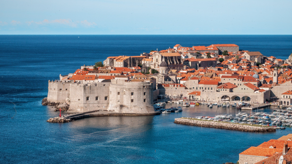 Overview of Dubrovnik and the surrounding Adriatic Sea, as seen on a Croatia family vacation