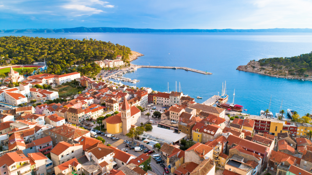 Aerial view of the Makarska Riviera on a Croatia family vacation