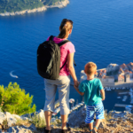 Mom and child on a family trip to Croatia