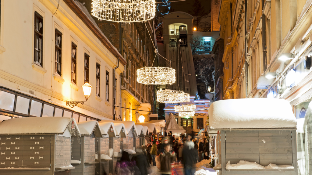 People at Advent Zagreb, a big celebration of Christmas in Croatia