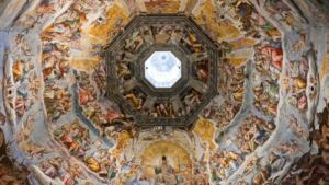 Art within a cathedral in Florence, on an Italian vacation